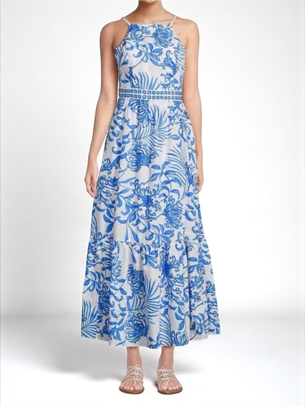Lilly Pulitzer Blue & White Floral Maxi Dress Coastal NWT | Resort Summer Dress - Picture 1 of 4